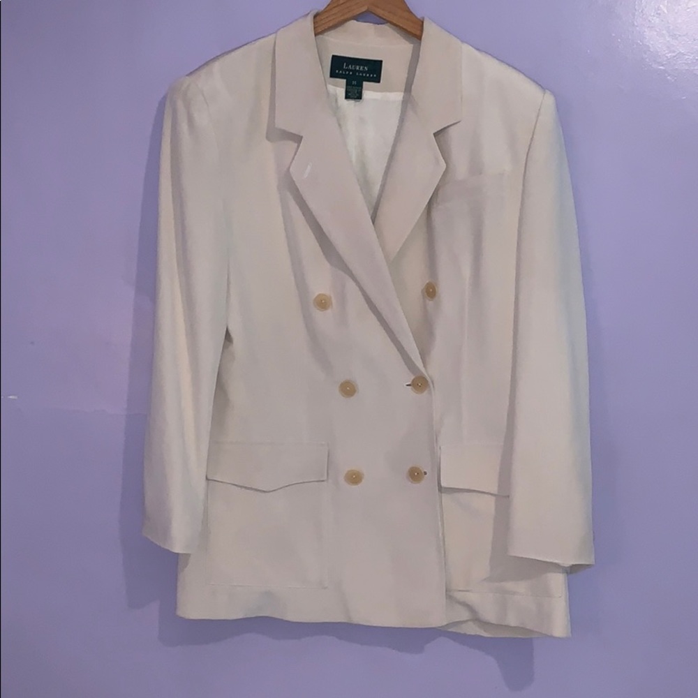 Cream double breasted blazer